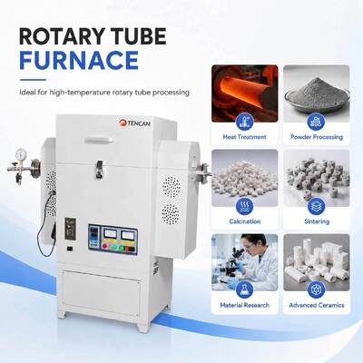 TENCAN TC-12NRT درجة حرارة عالية 1200C مختبر فرن أنبوبي فراغ MOSI2 عنصر التدفئة عالية النقاء مادة الكوارتز/الألومينا