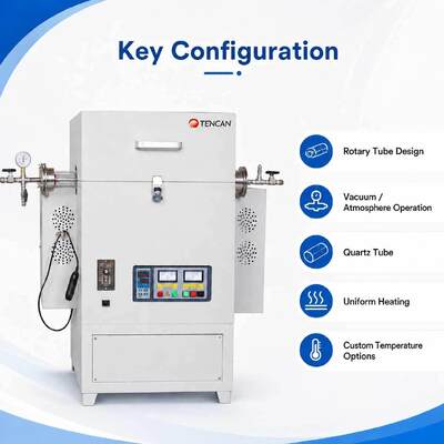 TENCAN TC-12NRT درجة حرارة عالية 1200C مختبر فرن أنبوبي فراغ MOSI2 عنصر التدفئة عالية النقاء مادة الكوارتز/الألومينا