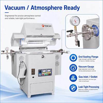 TENCAN TC-12NRT درجة حرارة عالية 1200C مختبر فرن أنبوبي فراغ MOSI2 عنصر التدفئة عالية النقاء مادة الكوارتز/الألومينا