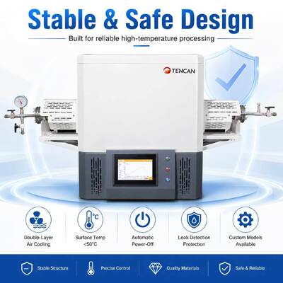 TENCAN TC-12NT 1600 درجة مئوية أقصى درجة حرارة فرن أنبوب فراغ مع أنبوب كوارتز عالي النقاء والتحكم في درجة الحرارة القابلة للبرمجة