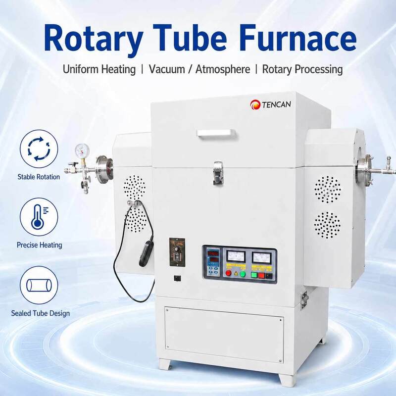 TENCAN TC-12NRT درجة حرارة عالية 1200C مختبر فرن أنبوبي فراغ MOSI2 عنصر التدفئة عالية النقاء مادة الكوارتز/الألومينا